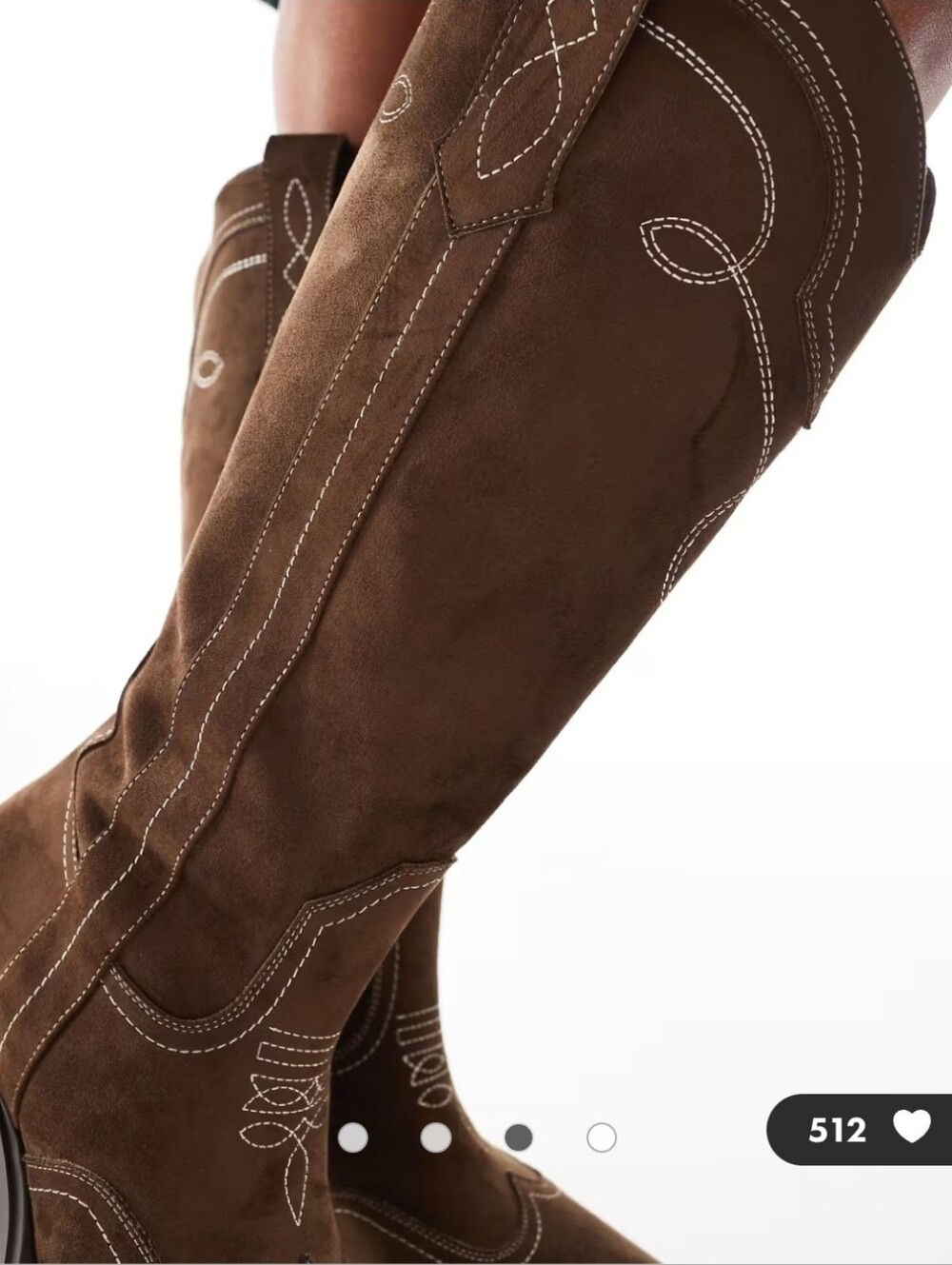 Women's Brown Faux Suede Western Knee-High Boots Sz 10W